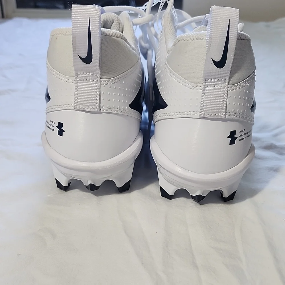 Nike Alpha Menace 4, White and Midnight Blue Men's Football Cleats